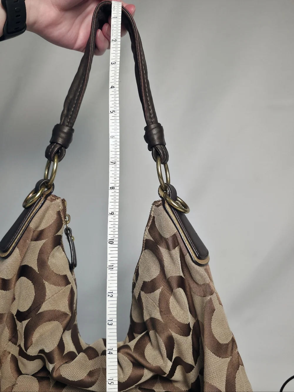PROJECT Coach Kristen Hobo Tan Brown Sateen Canvas Monogram Slouchy Shoulder Bag